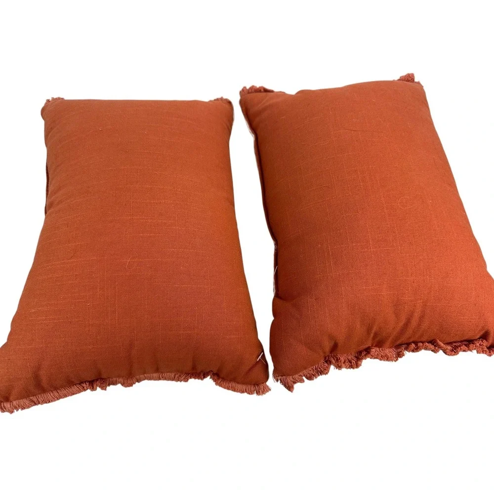 Autumn Hill Beaded Pumpkin Fall Decorative Pillows Set of 2 Harvest Rust 14x11